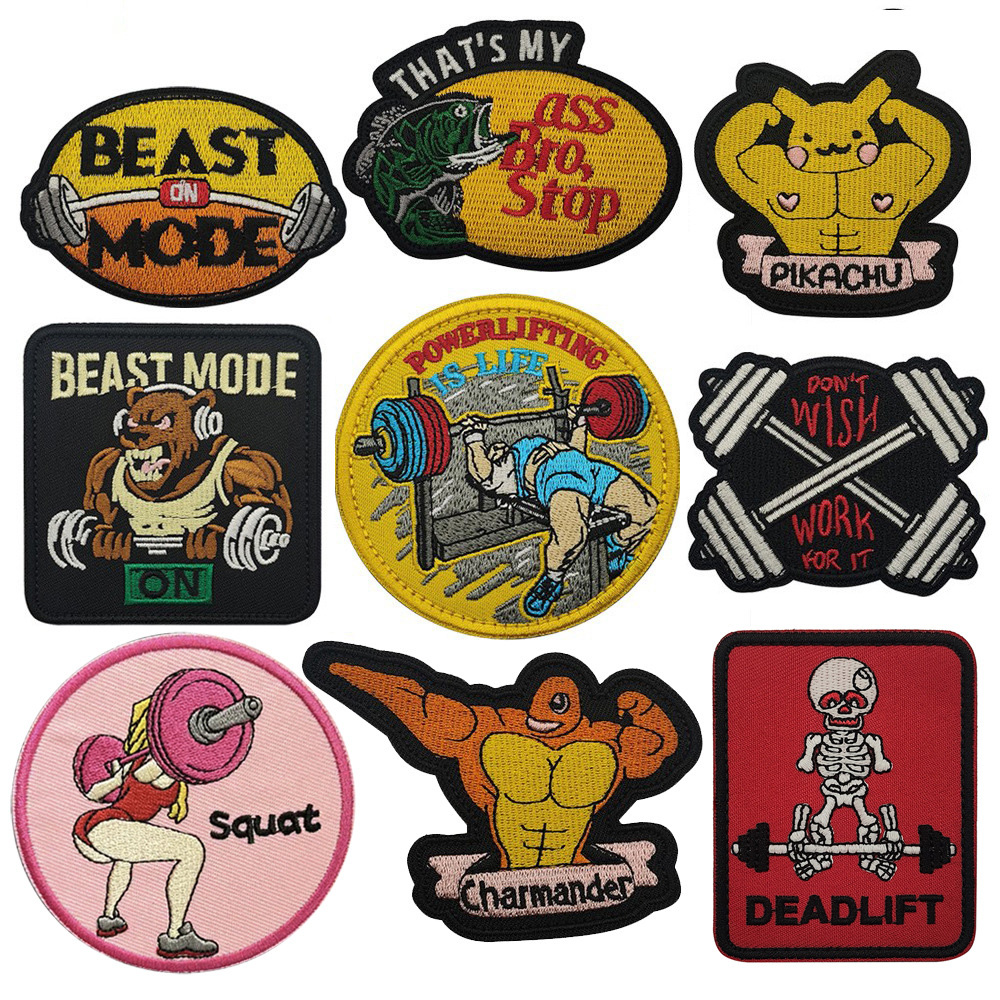 中国魔术贴臂章健身系列刺绣补丁贴卡通动漫人物魔术贴士气章