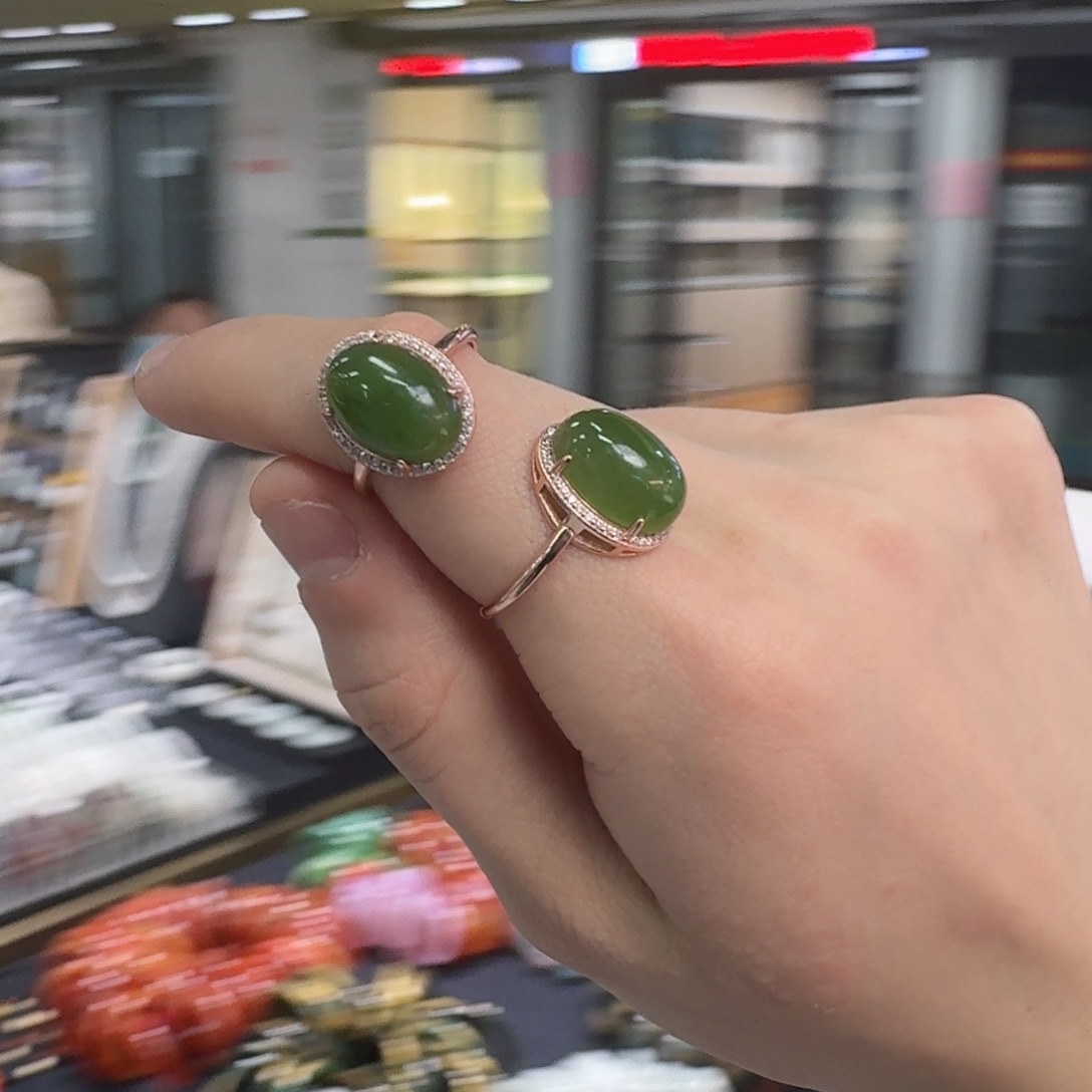 银S925镶嵌戒指和田玉多样性发货，拍一发一