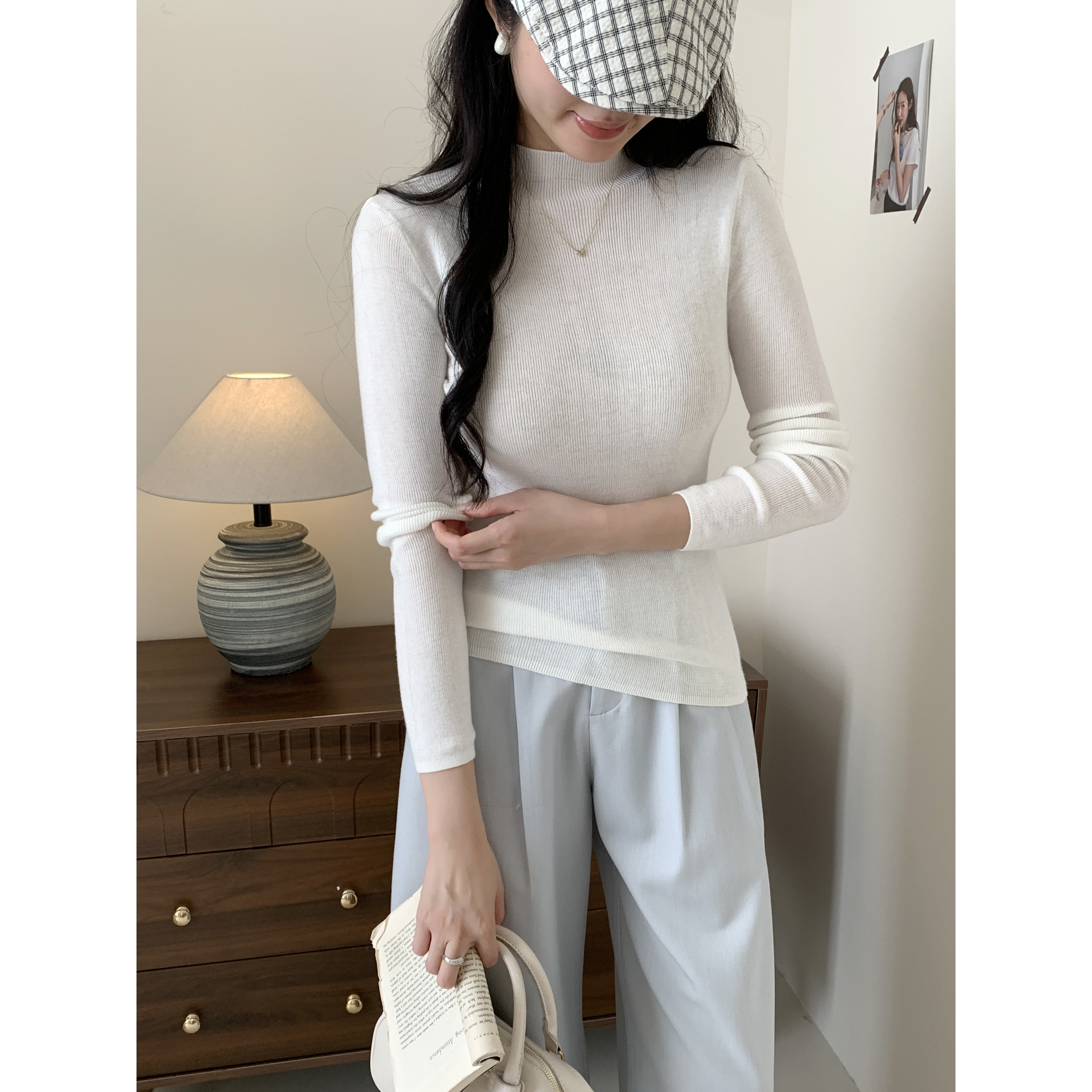 6194打底衫秋冬季新款针织衫甜美尚简约显瘦百搭气质上衣