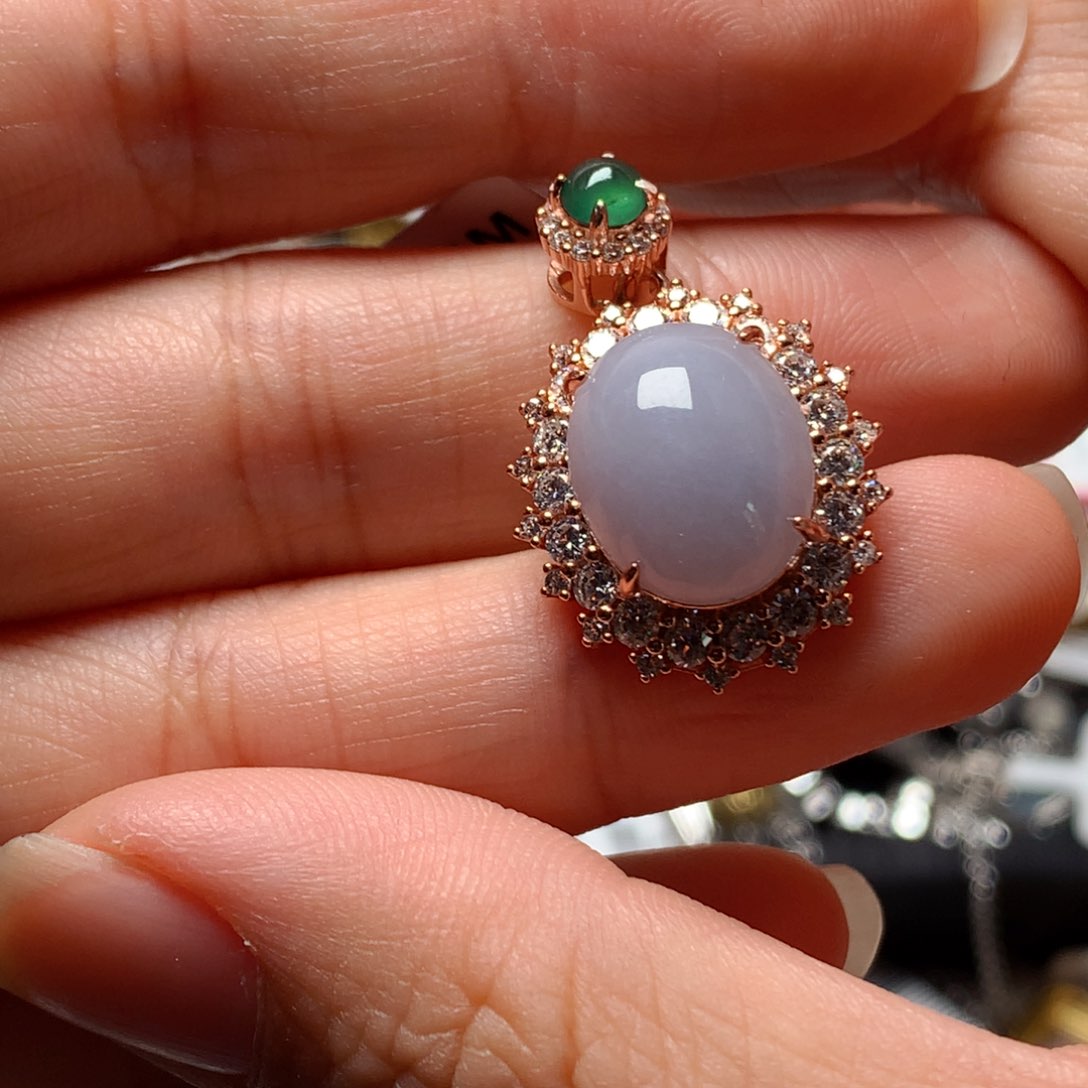 翡翠戒指银S925镶嵌天然翡翠吊坠