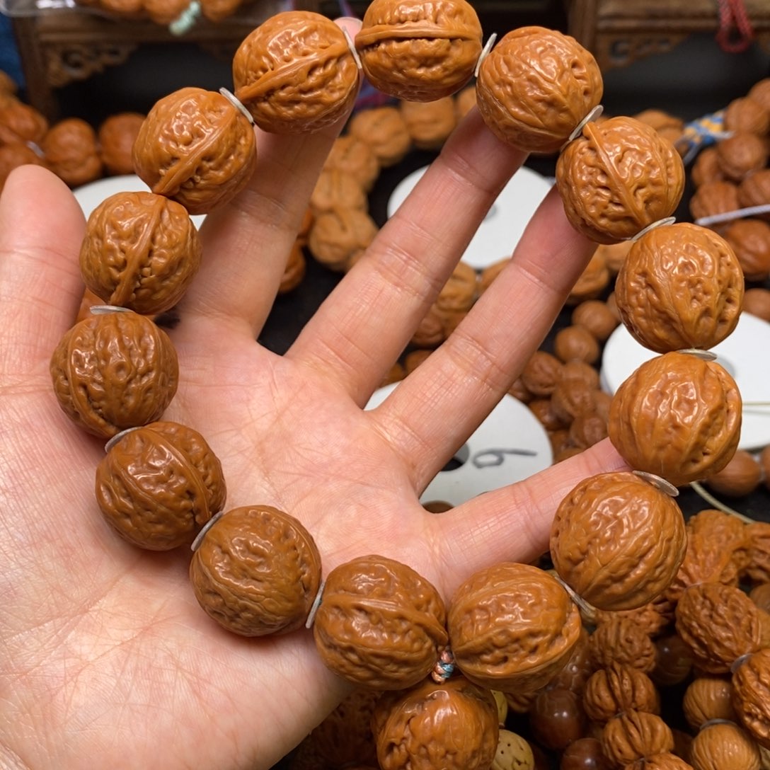 桃核手串陨石纹一道筋