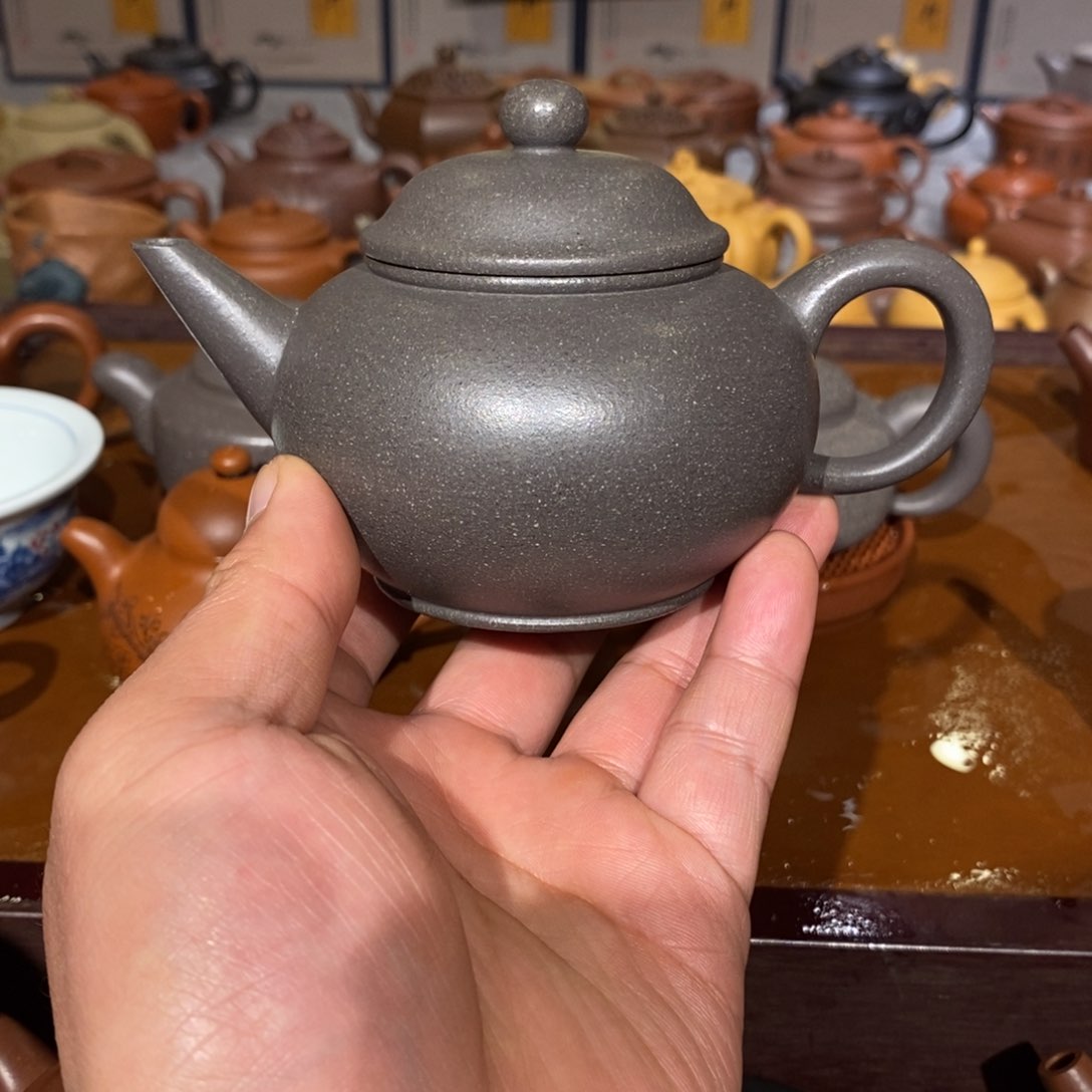 紫砂茶壶原矿天青精工半手水平壶230cc