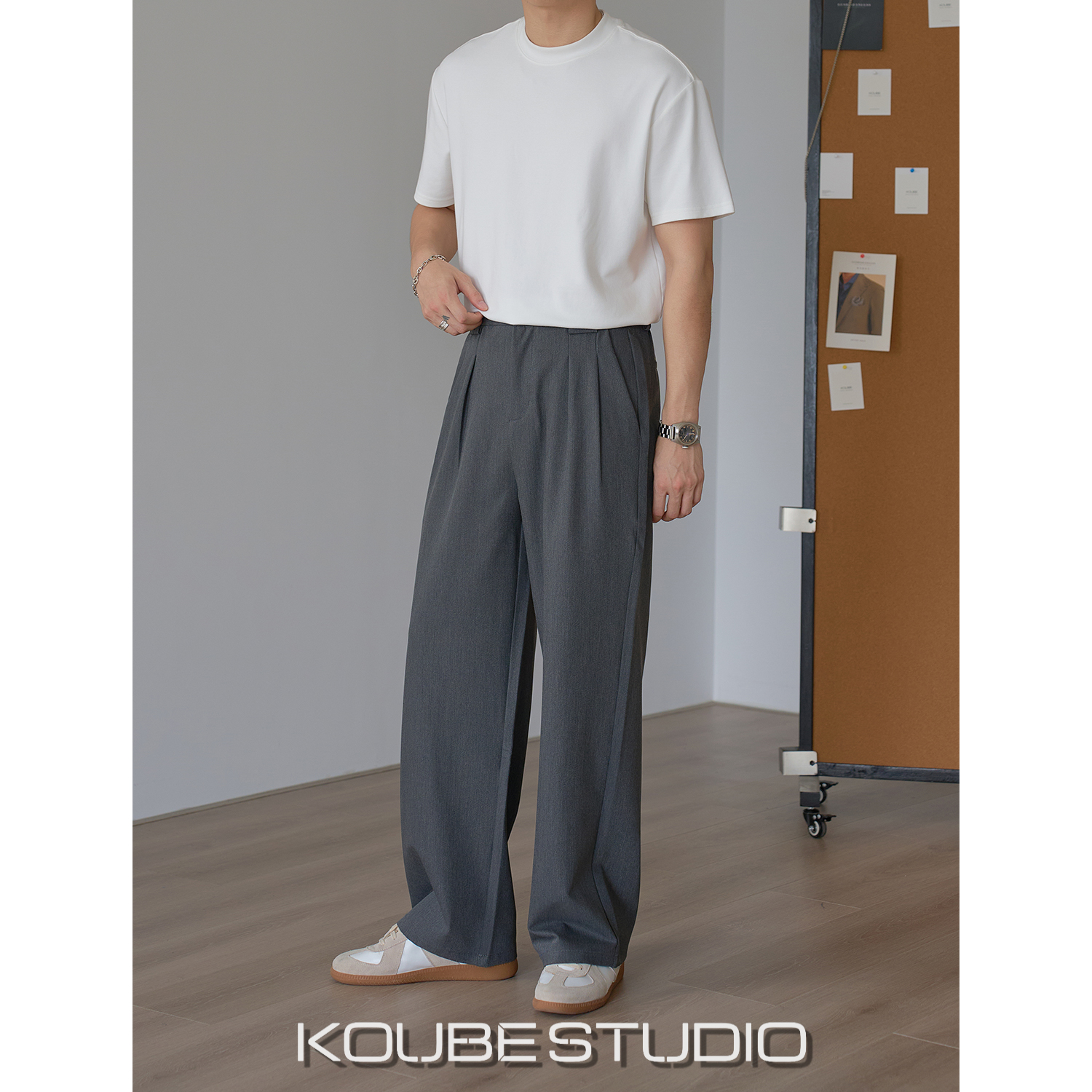 【胖胖旭专属】宽松直筒慵懒感西裤男肌理感显高显瘦高级感长裤