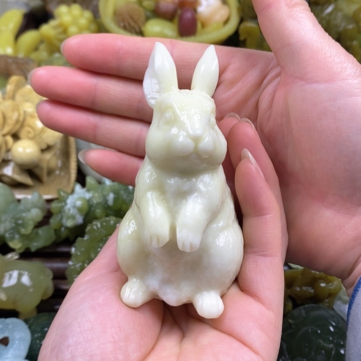 蛇纹石玉手把方解石未镶嵌石*