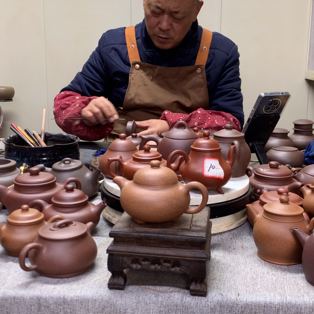 紫泥茶壶黄降坡喜瓢150 c半手工制作