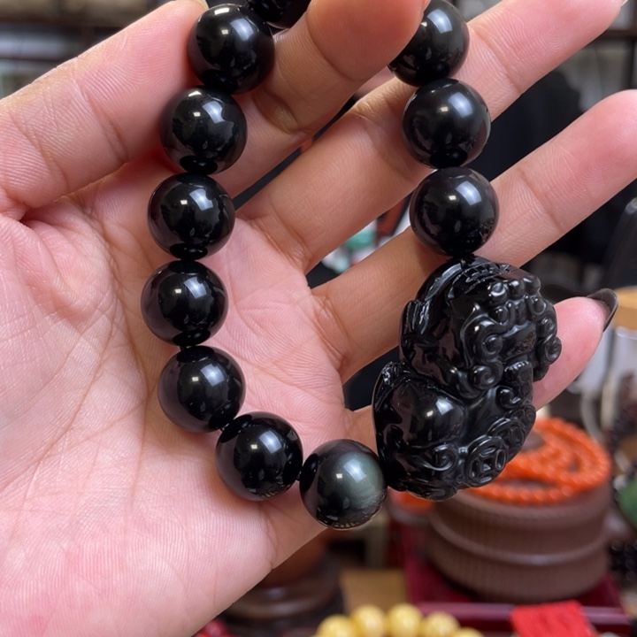 黑曜岩手链未镶嵌黑