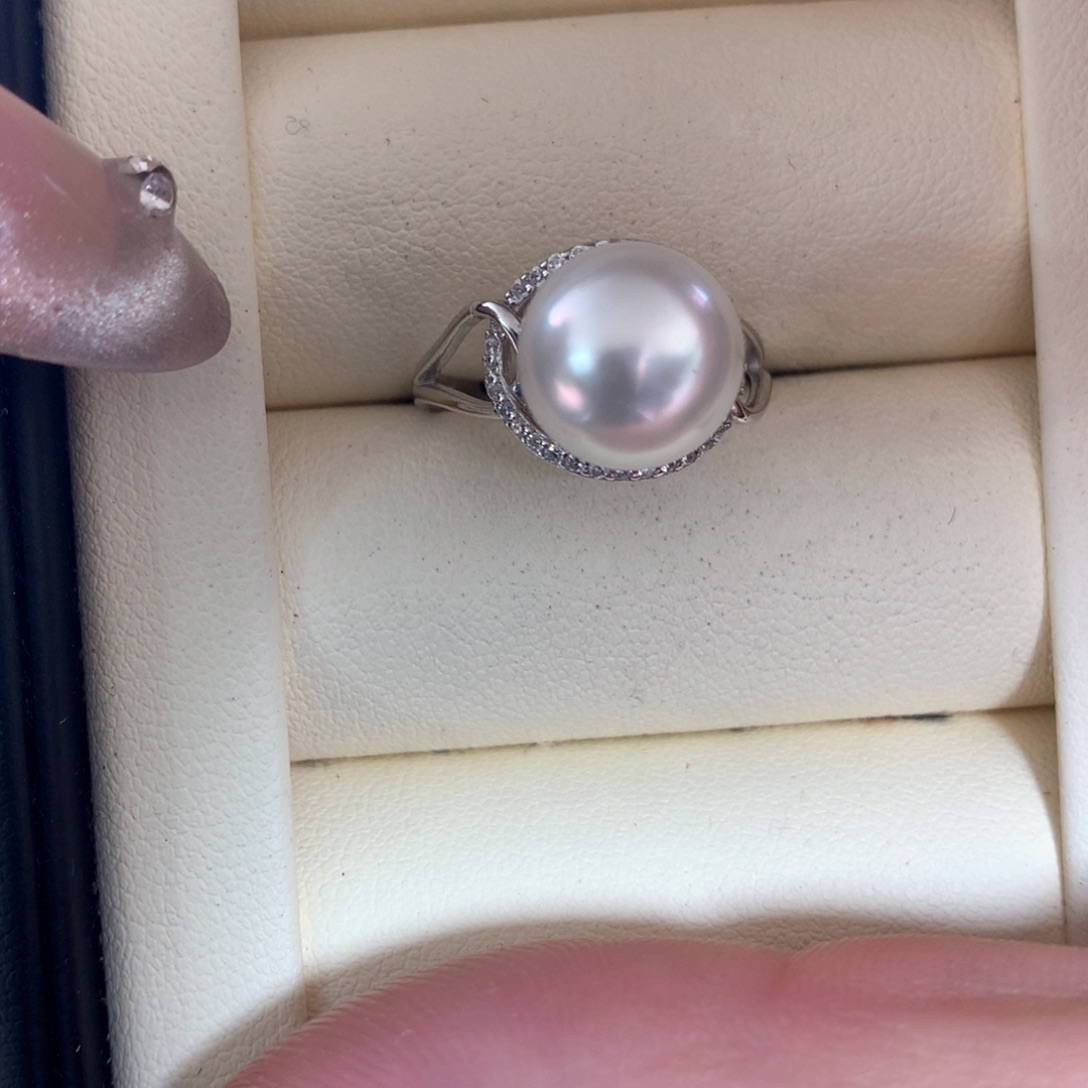 海水珍珠戒指银S925镶嵌