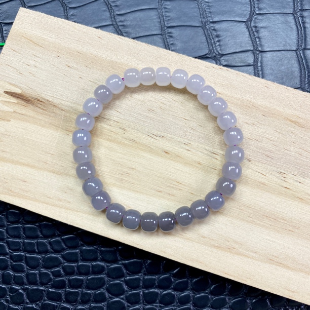 天然和田玉烟紫渐变手串7mm老型珠手串