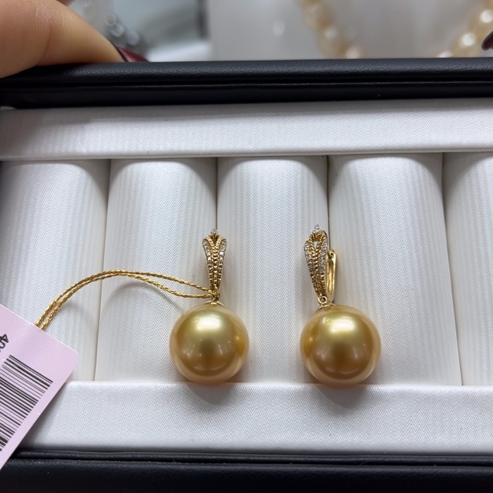 海水珍珠吊坠(不含链)18K金镶嵌12-13mm