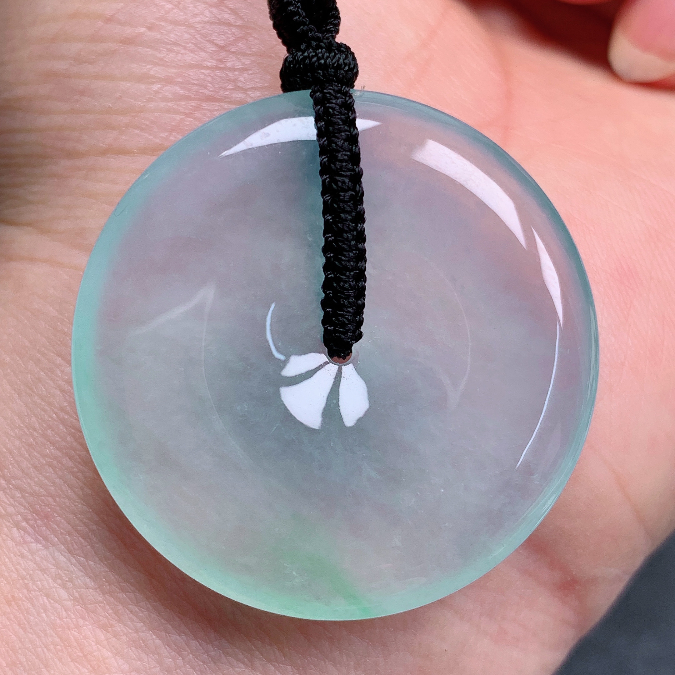 天然缅甸翡翠A货正冰飘花平安扣气质精美尺寸35.7+6  578