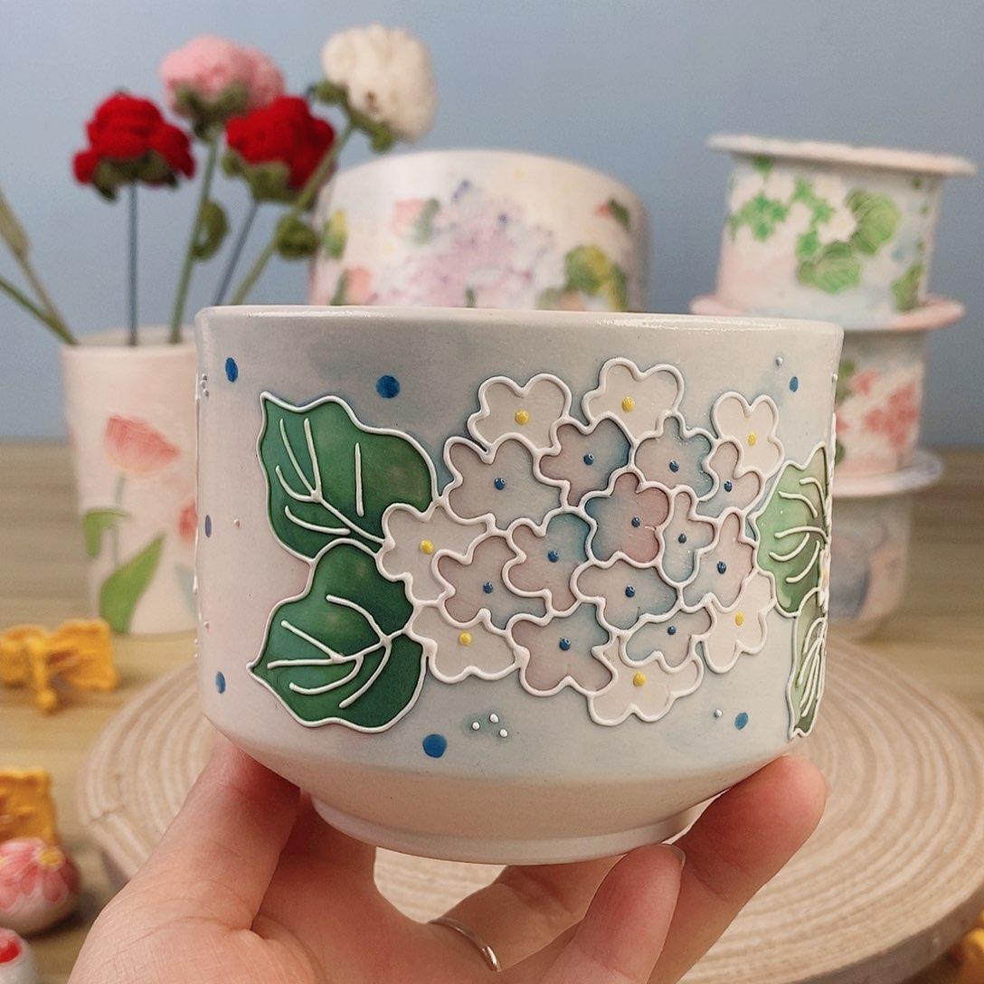 手绘手工制作陶瓷花盆27