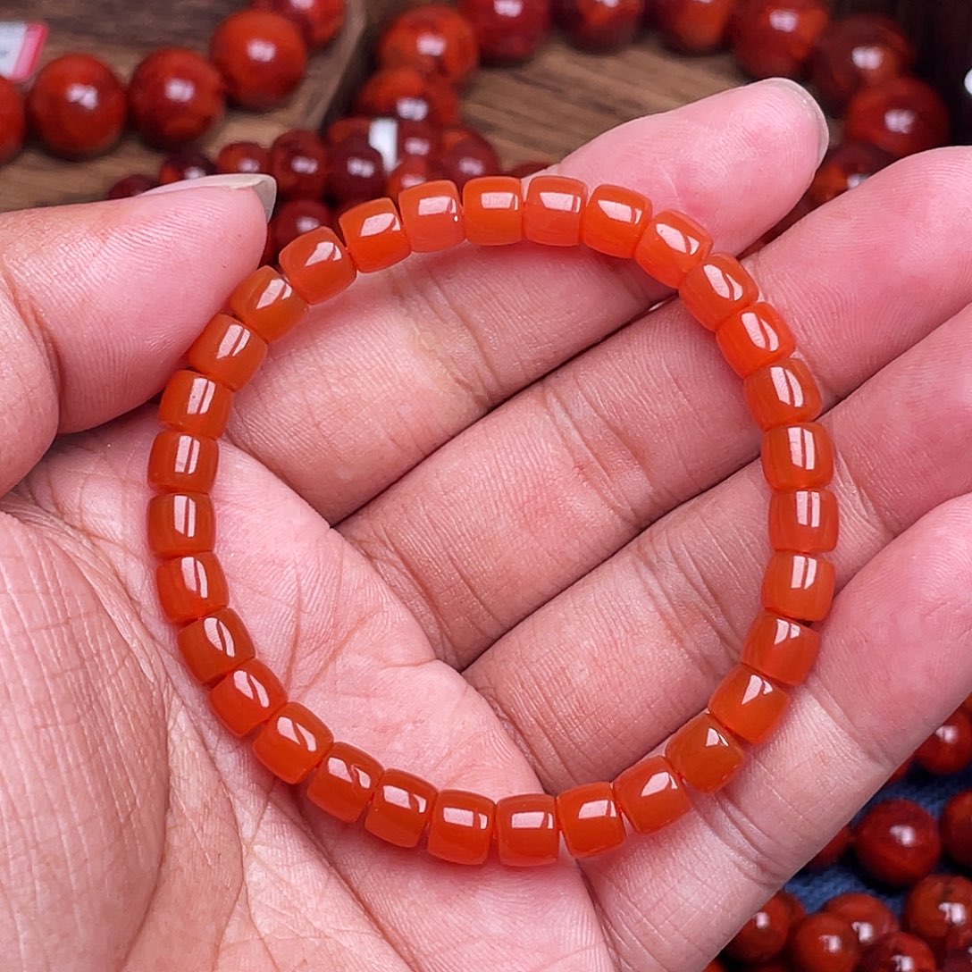 南红玛瑙未镶嵌手链南红凉山樱桃红直切卡6