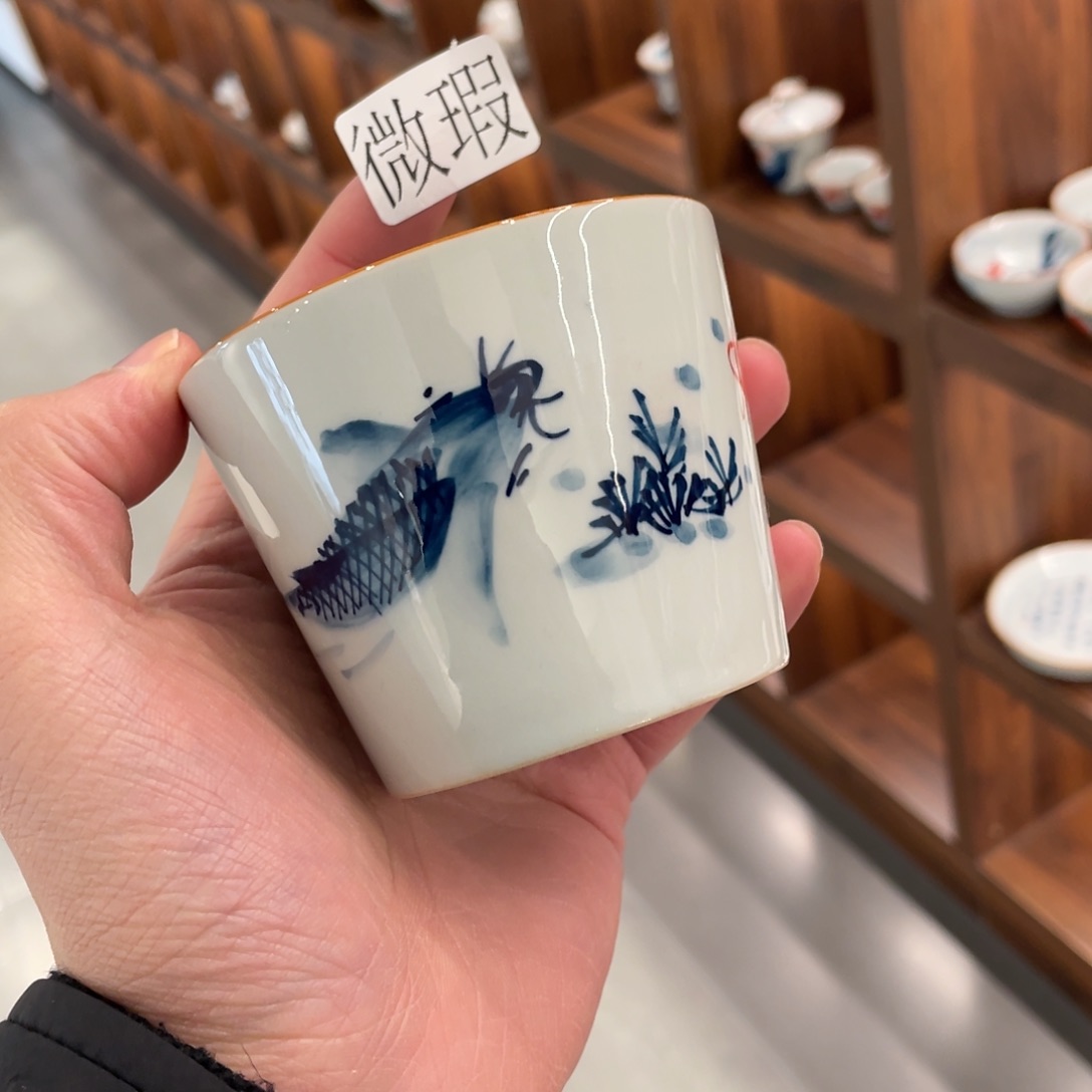 釉下手绘茶具微瑕