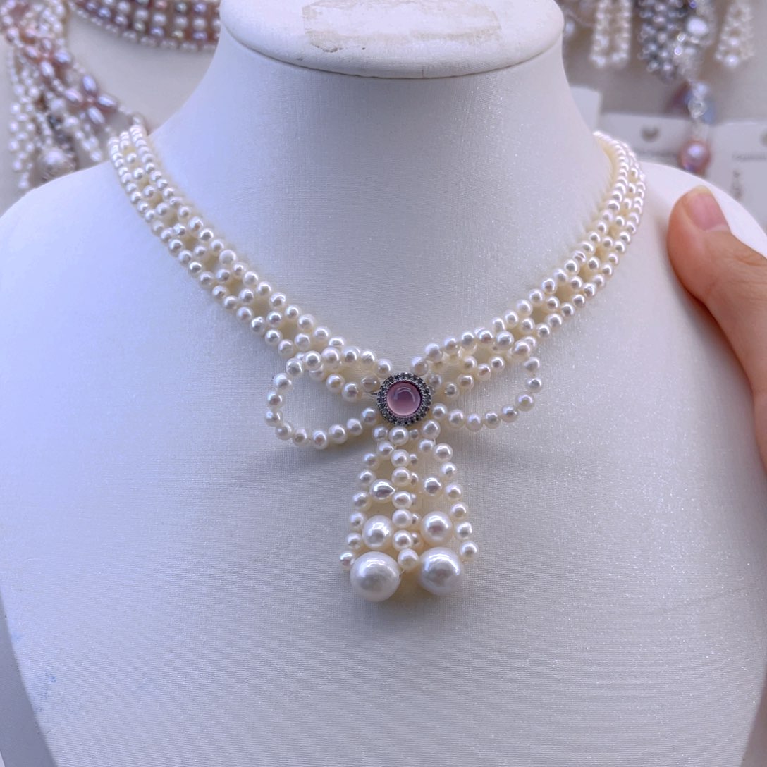 未镶嵌耳饰淡水珍珠项链