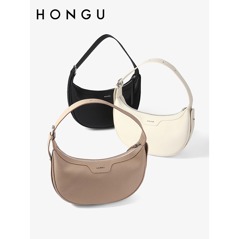 HONGU/红谷包包女包新款时尚牛皮单肩腋下月牙包包迷你手提包5375