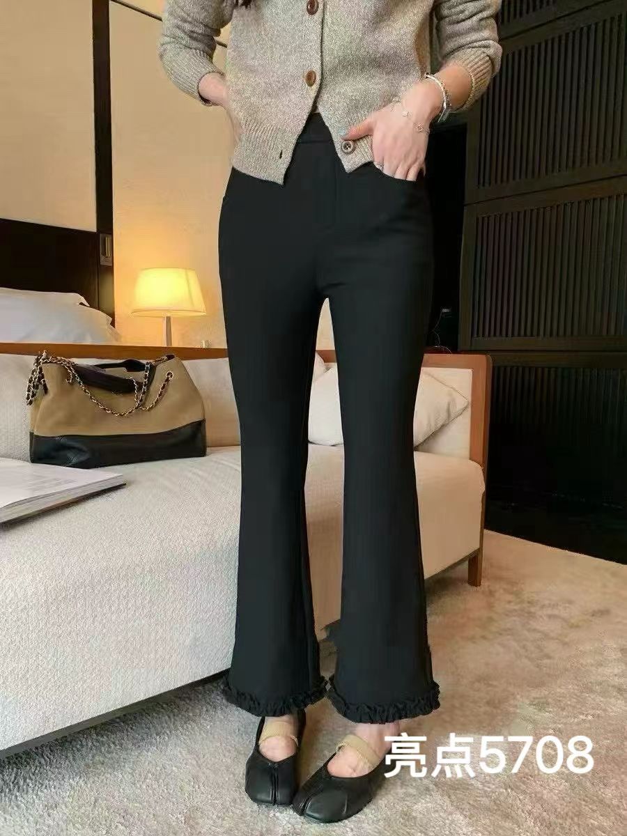 2025新款5708高腰时尚宽松百搭显瘦高弹显瘦加绒喇叭裤