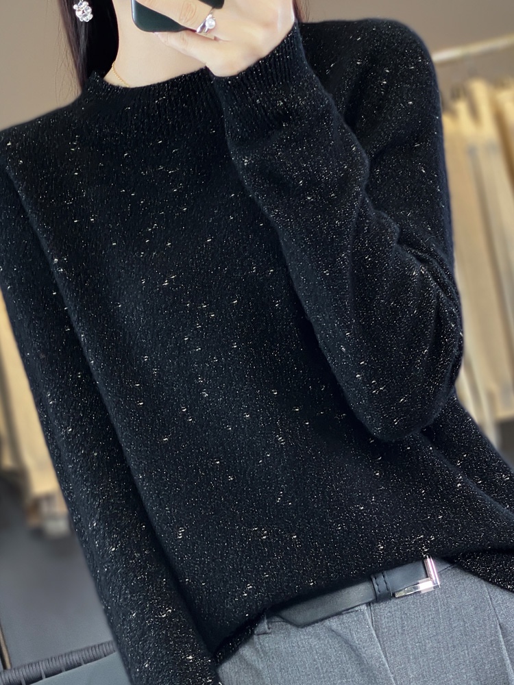 100%羊毛一线成衣金豆子女士半高领羊毛衫ZM001