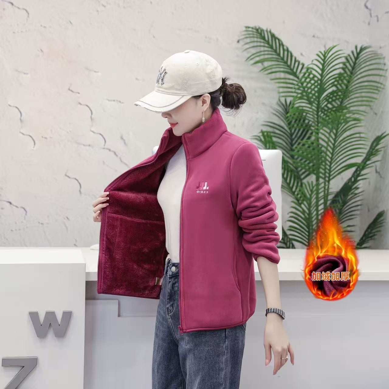 冬季新款加绒加厚妈妈奥粒绒中老年女款休闲女奥粒绒保暖外套女款