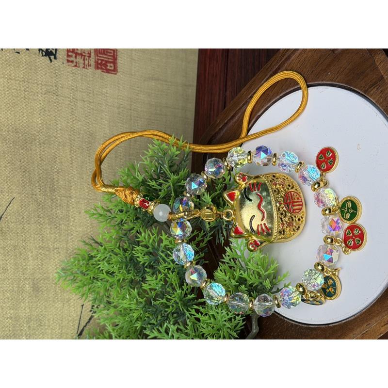 DG1290-炫彩水晶挂件-招财猫车挂件