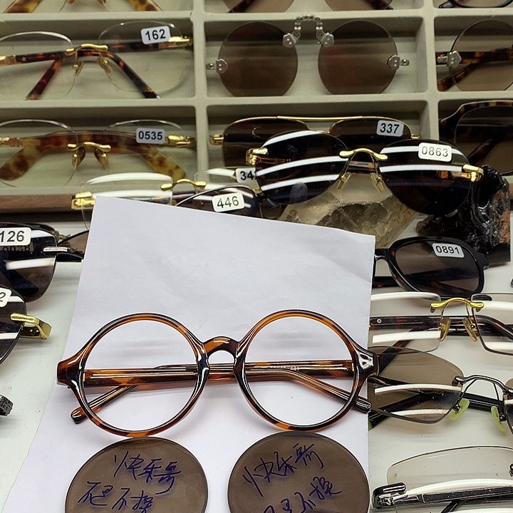 全框款定制款复古圆水晶石头镜