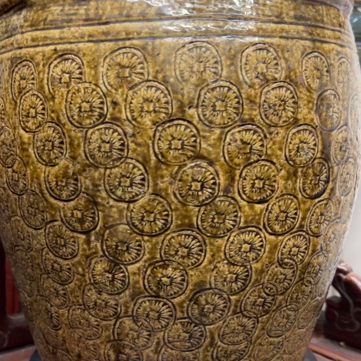 敏***陶土马口窑金钱纹画缸