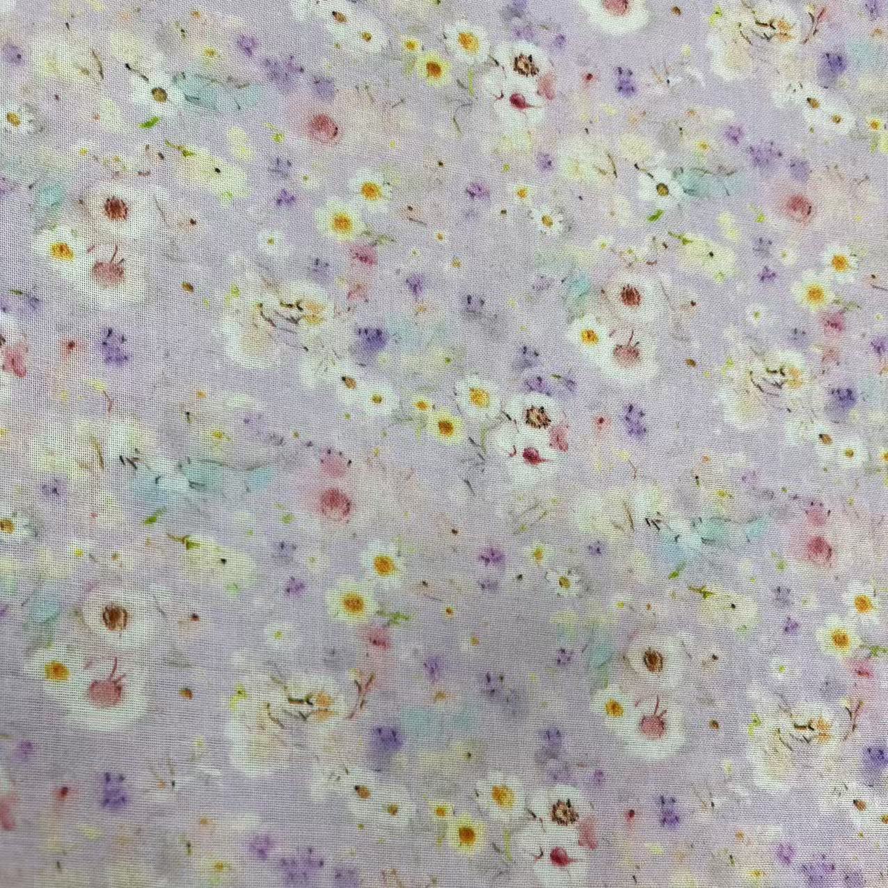 【绒兰】（门幅1.5米）竹纤维双层纱面料56#紫底雏菊