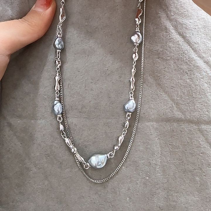 海水珍珠颈饰银S925镶嵌羽*