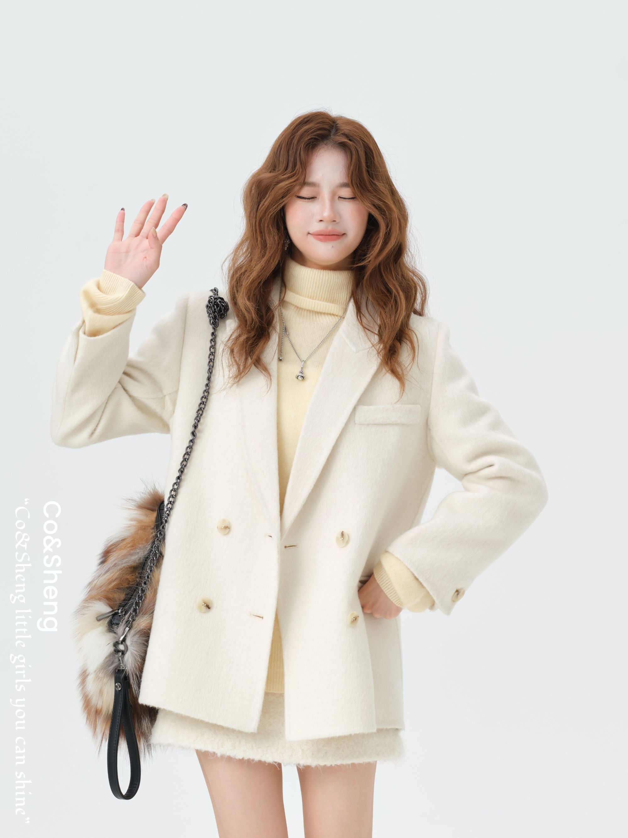 北欧漫绪/Co&Sheng重生小个子女款 西装毛呢排扣宽松气质羊毛上衣