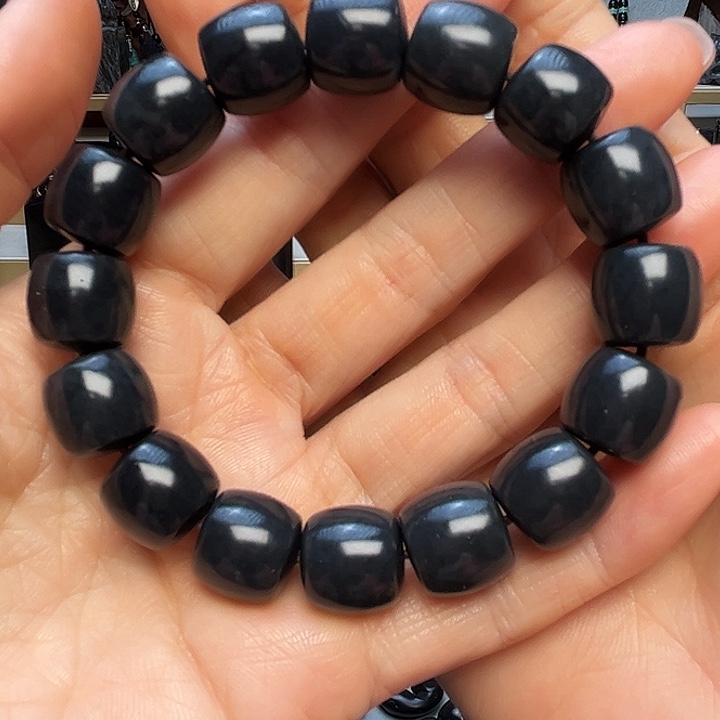 和田玉（墨玉）未镶嵌手链卡14直切福利款