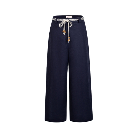 生活在左2025春亚麻混纺阔腿裤复古宽松长裤N1953182