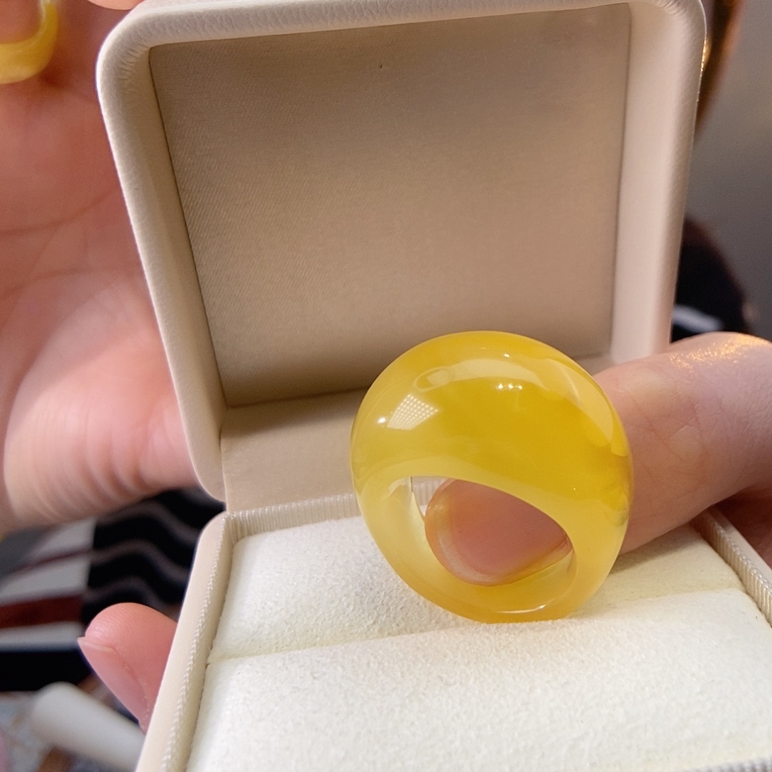 琥珀戒指未镶嵌一**心馒头戒