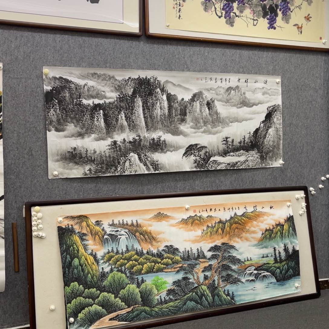 国画水墨溪山祥云无水山水画芯