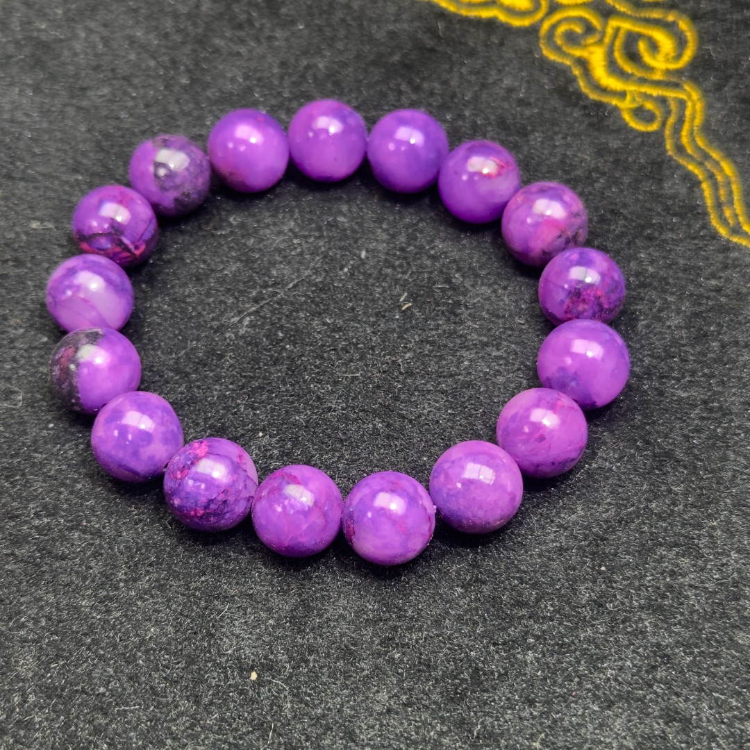 【唐艺】G107主播推荐款轻奢风常规玉化紫12m手串多样性发一件奇石