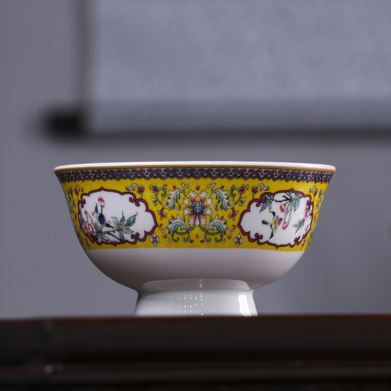 珐琅彩米饭碗4.6英寸口径11.5厘米高6.3厘米景德镇陶瓷家用