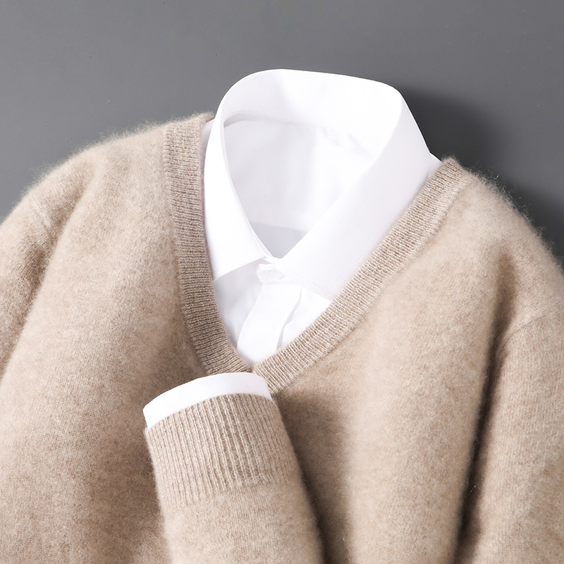 镇店宝物！12针纯羊毛衫男士V领商务基础款百搭毛衣宽松休闲针织