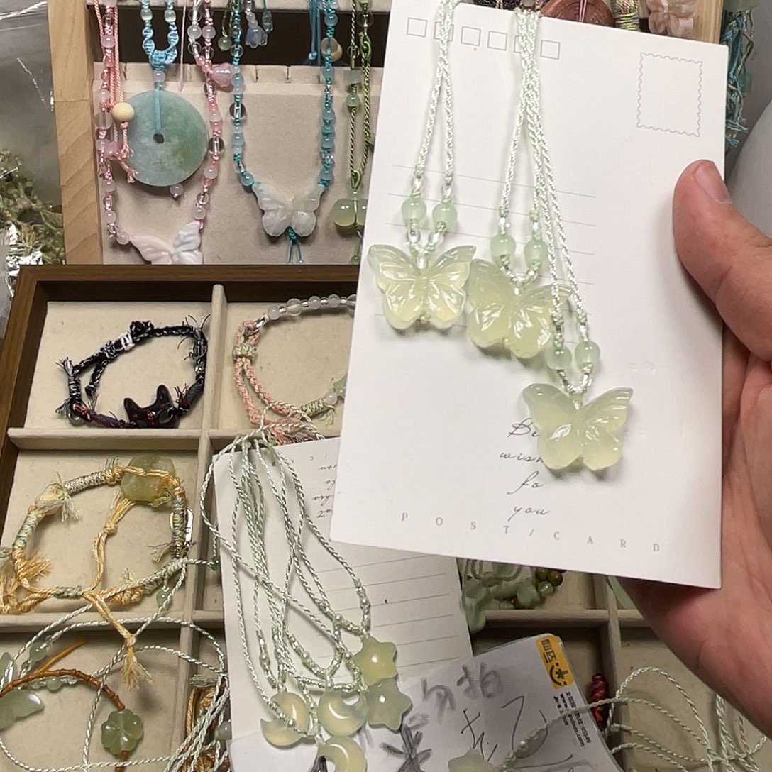 蛇纹石玉合金颈饰