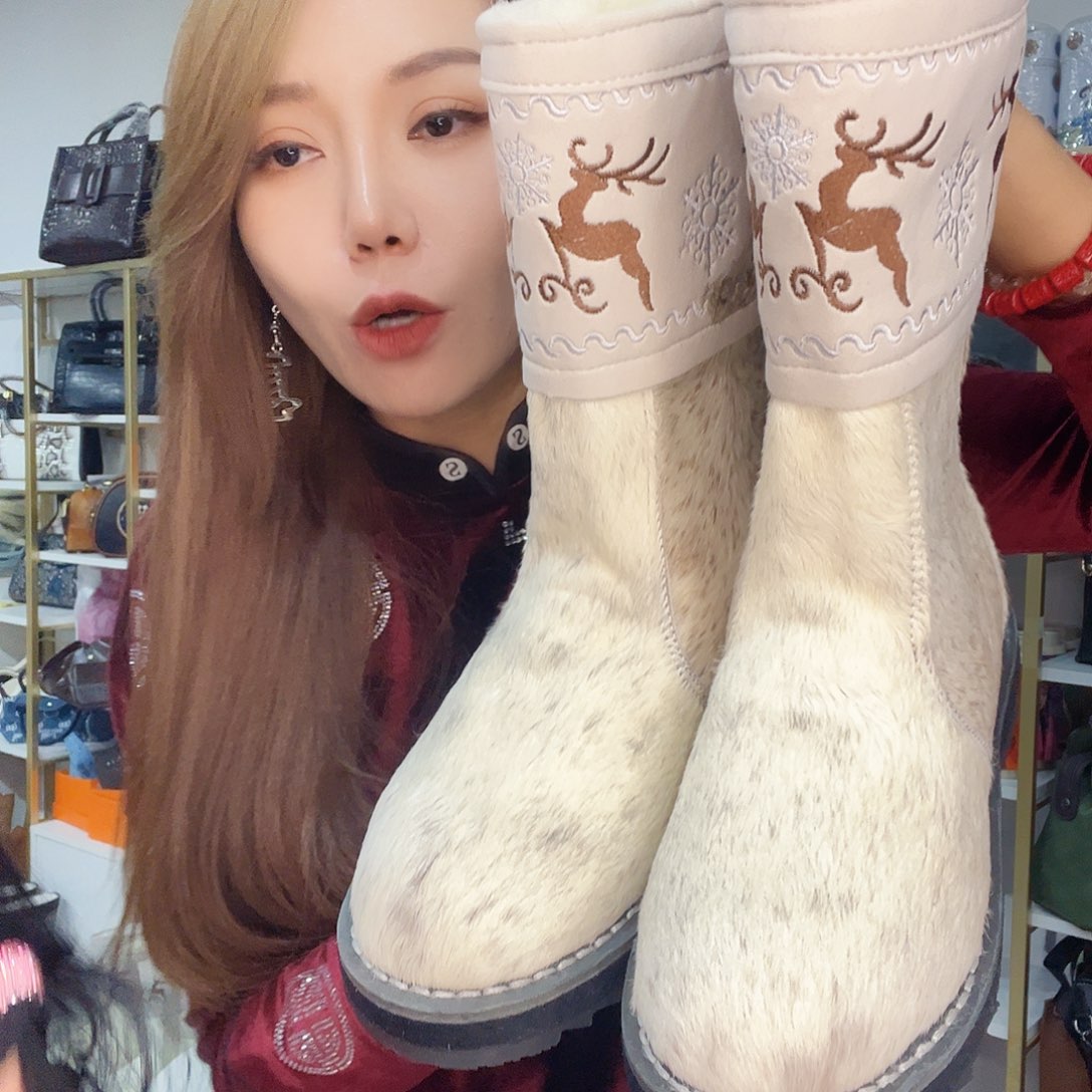蒙古元素马毛靴子38