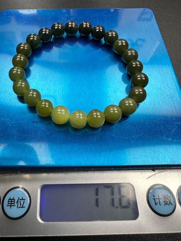 非金属合成锆石手链 天然新疆玉单圈手串约8mm适合送妈妈女友