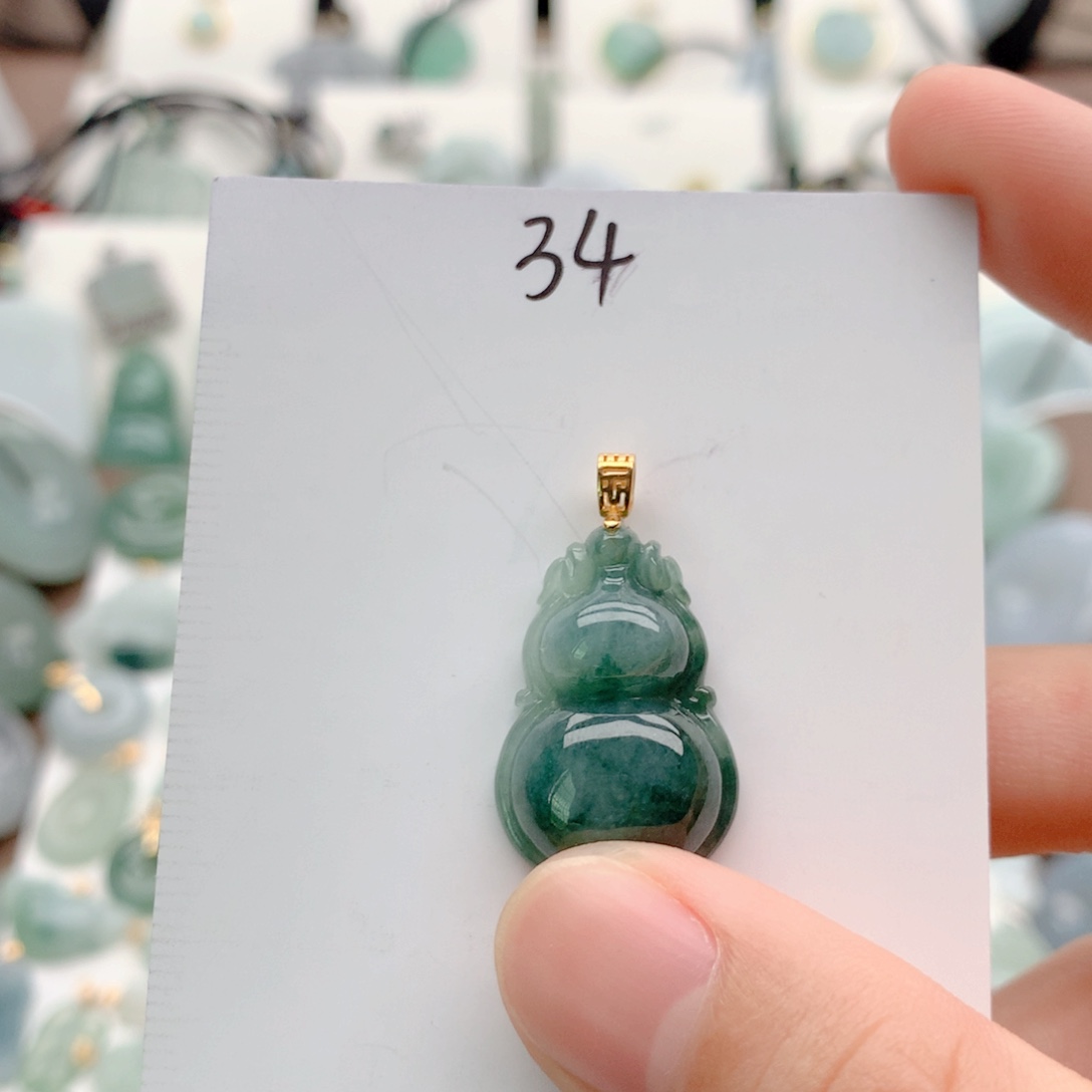 多***儿颈饰银S925镀金镶嵌翡翠吊坠