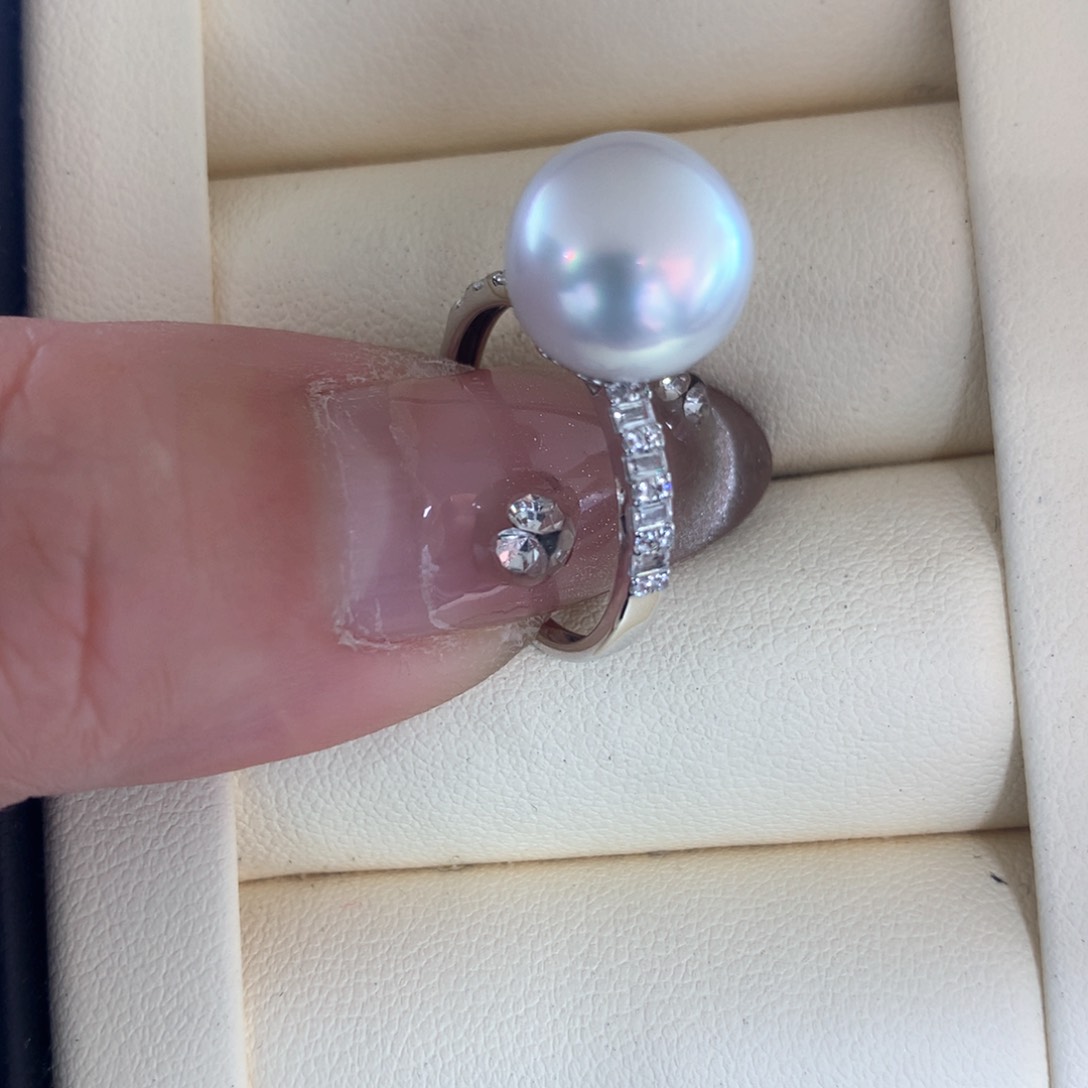 海水珍珠戒指18K金镶嵌