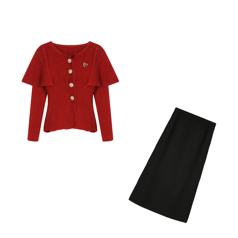 静静-秋冬衣服斗篷披肩针织秋冬打底衫高腰遮肉半身裙ZL102848