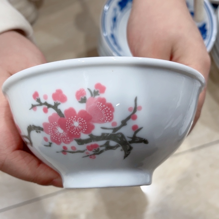 碟釉下五彩梅花饭碗