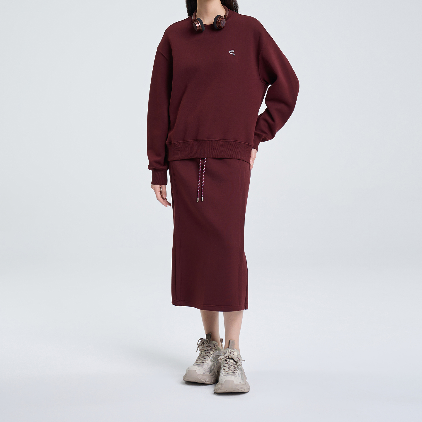 2026春ETC休闲新款春女半身裙1B871短裙中长款简约纯色宽松百搭