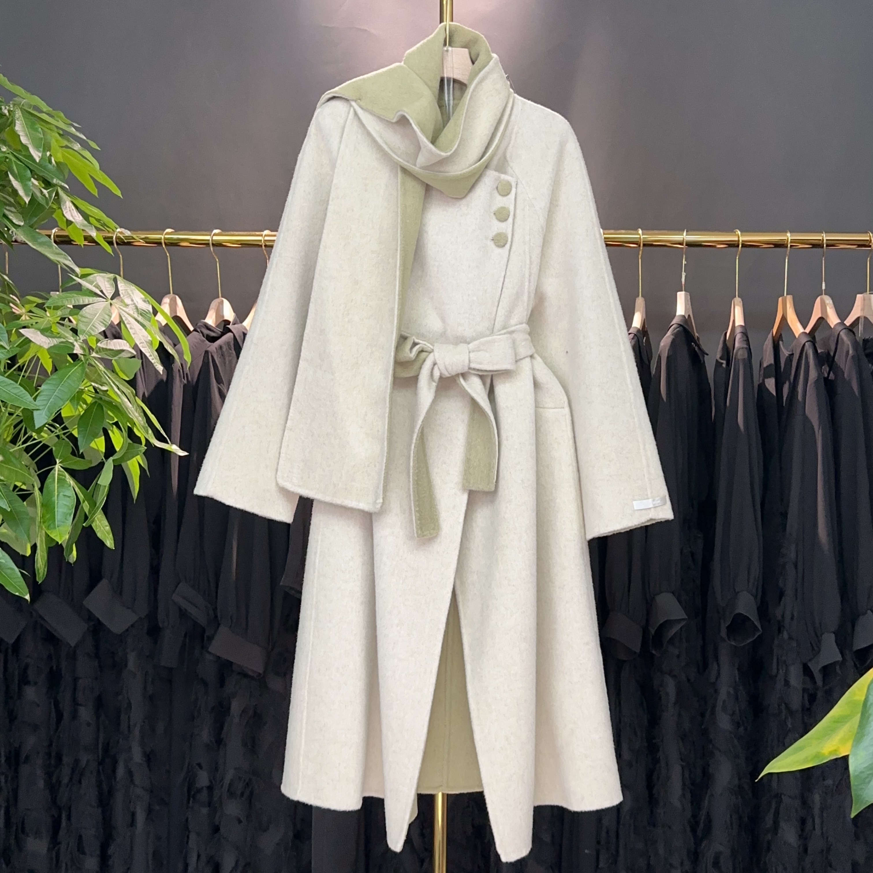 【A9198】毛呢外套女2025秋冬新款时尚设计感中长款毛呢外套