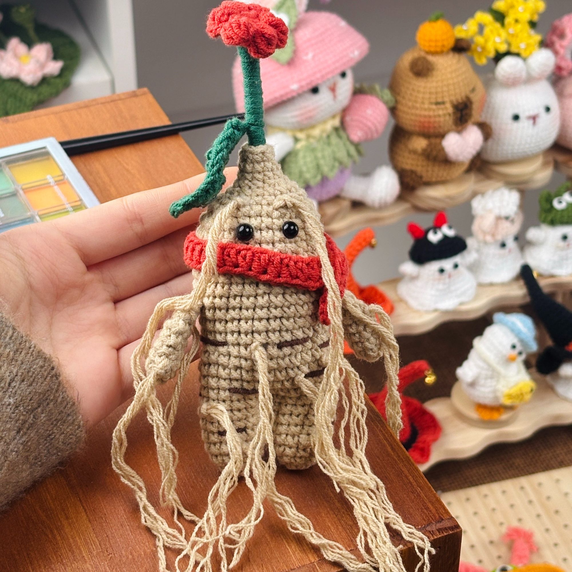 任贤齐同款人参娃娃挂件毛线钩织（材料包+工具包+视频教程）