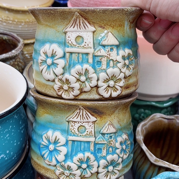 多肉绿植陶瓷花盆9.9包邮，有孔