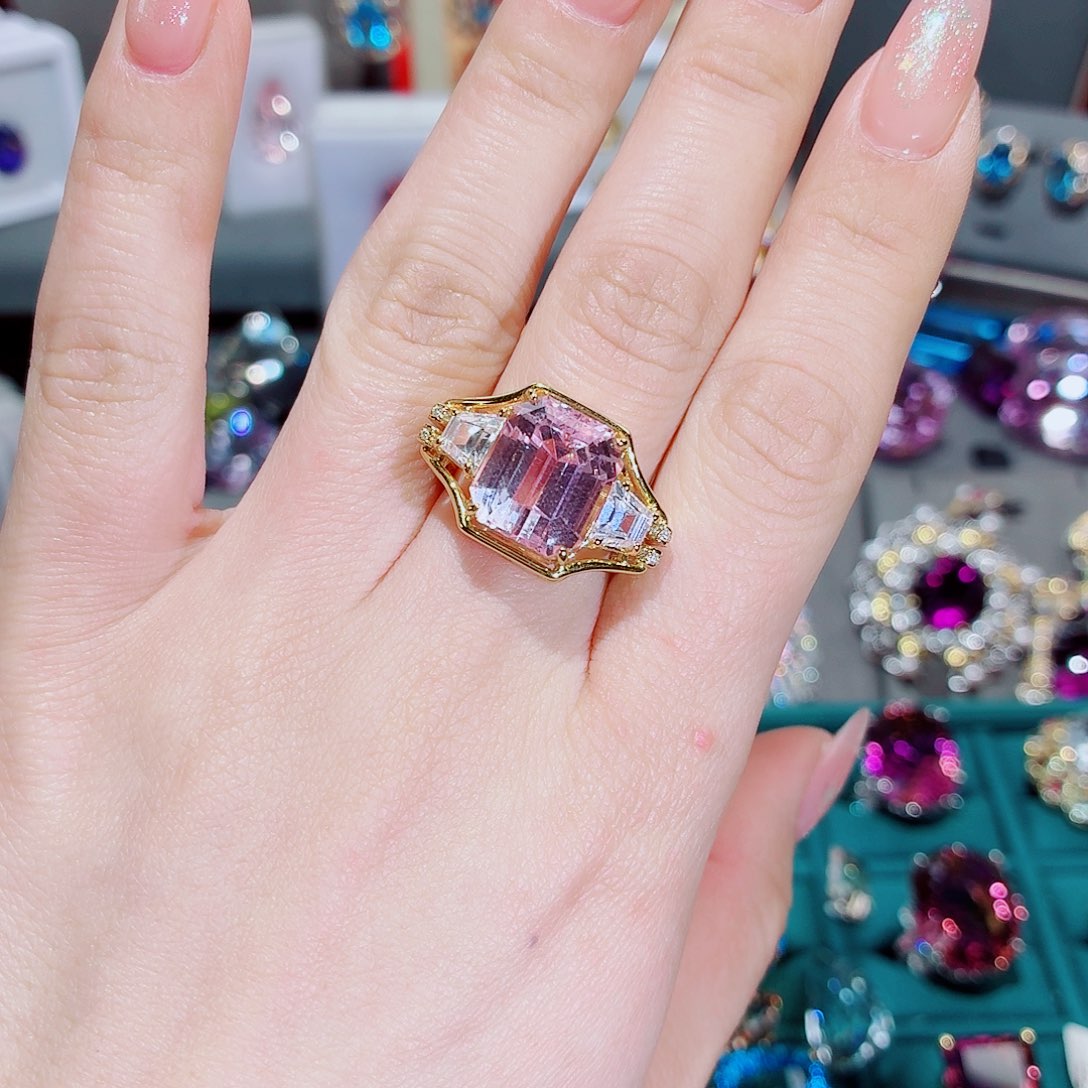 戒指银S925镶嵌锂辉石戒指