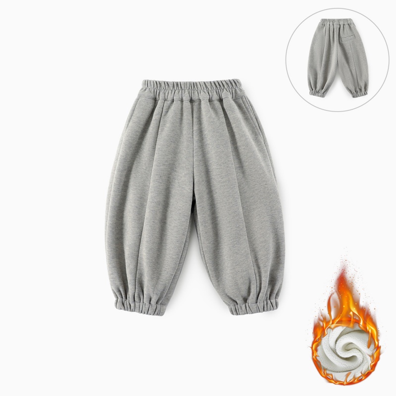 现货【薄绒】儿童加绒卫裤冬季新款男童拼接束脚保暖裤子CK396