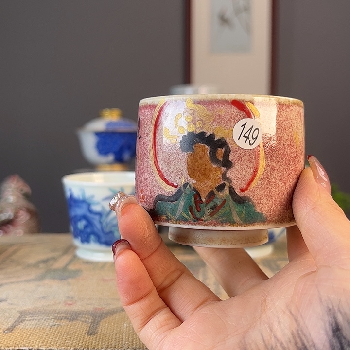 摆件景德柴烧茶杯多人