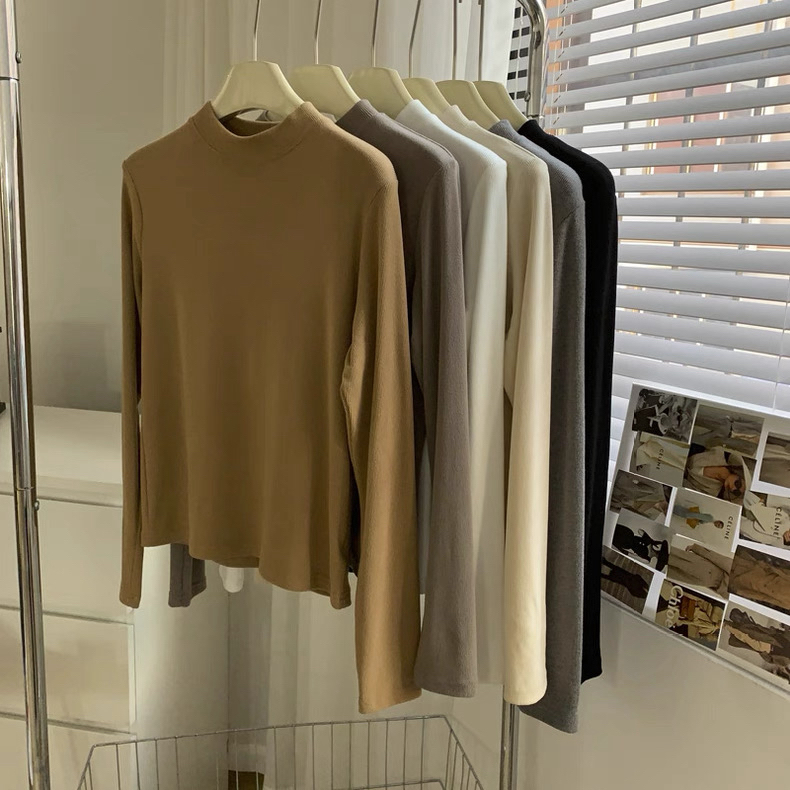 内搭立领打底衫~糯叽叽超柔软加绒加厚修身打底衫洋气显瘦秋冬ZZ